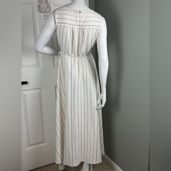 CALVIN KLEIN Women White Grey Striped Striped A-Line Maxi Dress Size 10 - Picture 11 of 16